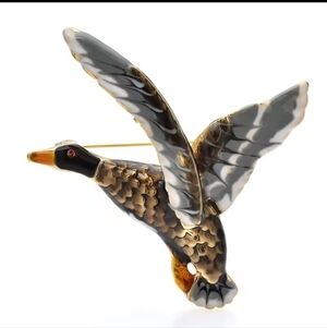 NWOT Elegant Bird Duck Brooch - Black and Brown